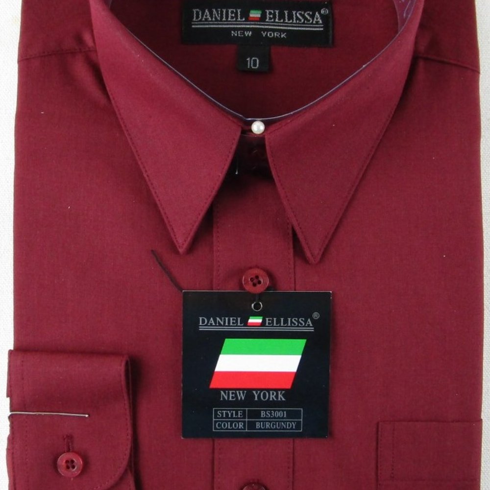 NWT Daniel Ellissa Boy's LS Burgundy Dress Shirt, Size 10